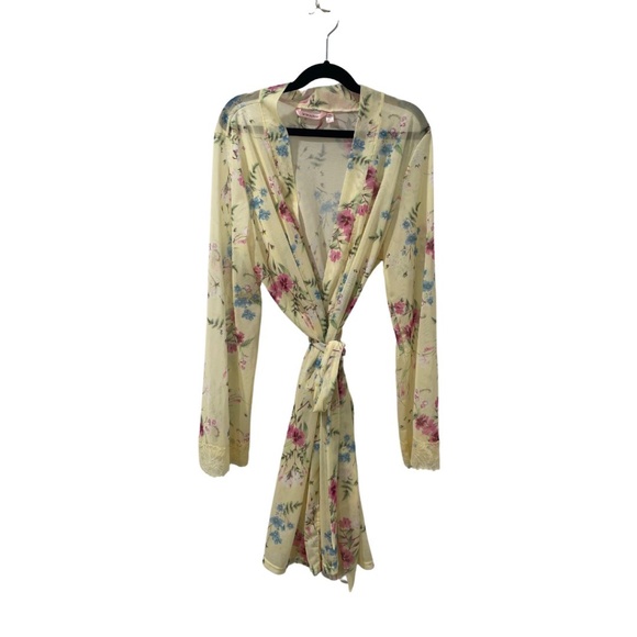 La Vie En Rose Yellow Floral Print Robe - Picture 2 of 4